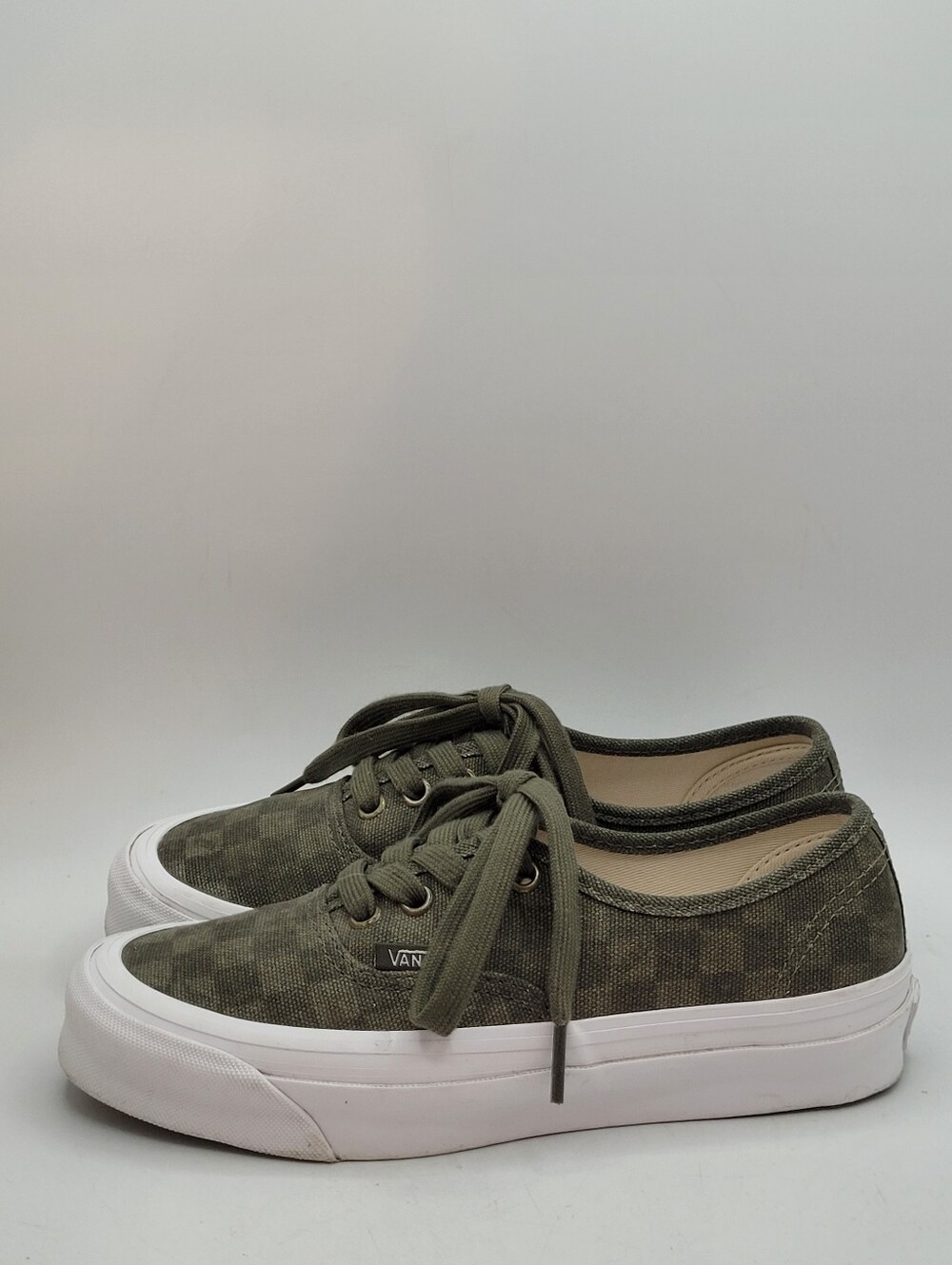 Vans OG Authentic LX Grape Leaf Checkerboard  Olive Green sneakers Size 5.5